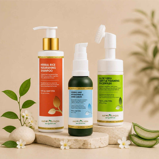Rice Water Shampoo | Aloe Vera Foaming Face Wash | Hair Nourishing & Shine Serum Gentle Deep Cleansing and Oil Control | Aloe Vera Based Hydrating Foam Cleanser for Fresh and Clean Skin | Suitable for Daily Use for Men and Women