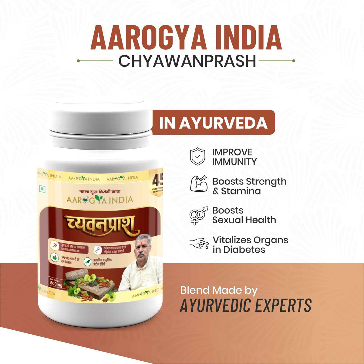 Chyawanprash 500g | Ayurvedic Herbal Health Supplement with Ashwagandha, Shatavari & Saffron | Supports Immunity, Energy, Vitality, Metabolism & Bone Strength