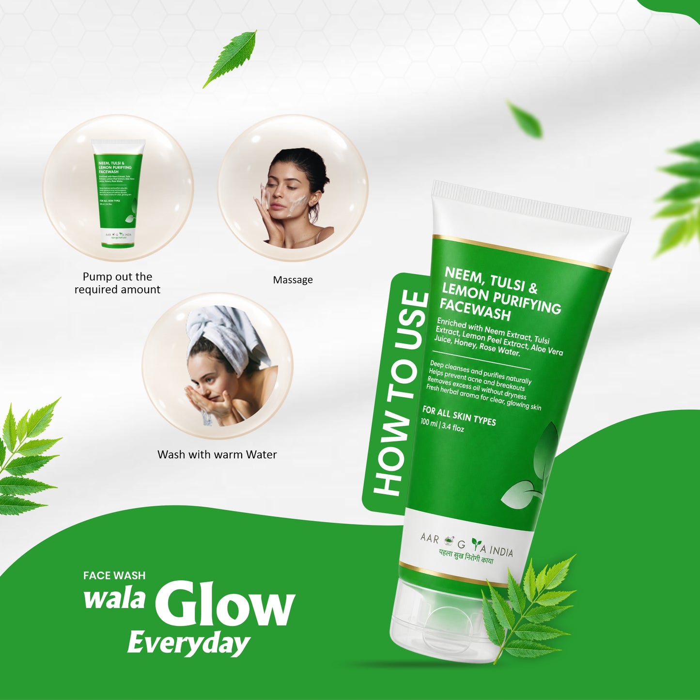Neem Tulsi Face Wash | Deep Cleansing Face Cleanser | Helps Remove Dirt Excess Oil and Surface Impurities | Gentle Daily Face Cleanser for Fresh Healthy Looking Skin | Suitable for All Skin Types 150 ml