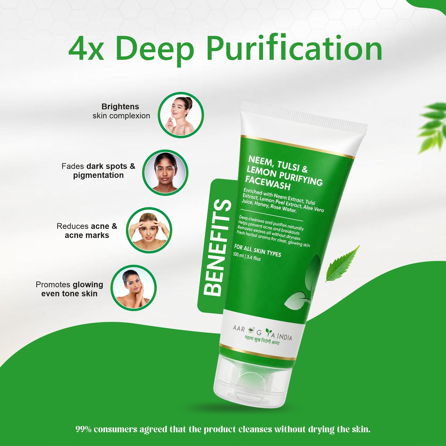 Neem Tulsi Face Wash | Deep Cleansing Face Cleanser | Helps Remove Dirt Excess Oil and Surface Impurities | Gentle Daily Face Cleanser for Fresh Healthy Looking Skin | Suitable for All Skin Types 150 ml
