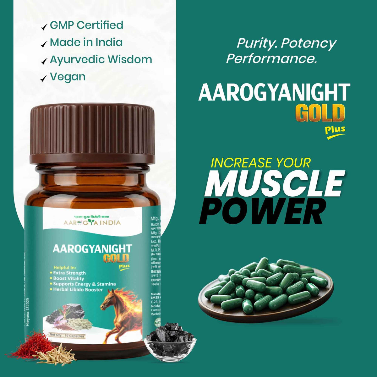 Aarogya India AarogyaNight Ayurvedic Supplement – Herbal Night Wellness Formula for Relaxation, Calm Mind & Restful Sleep Support | Daily Ayurvedic Wellness Capsules