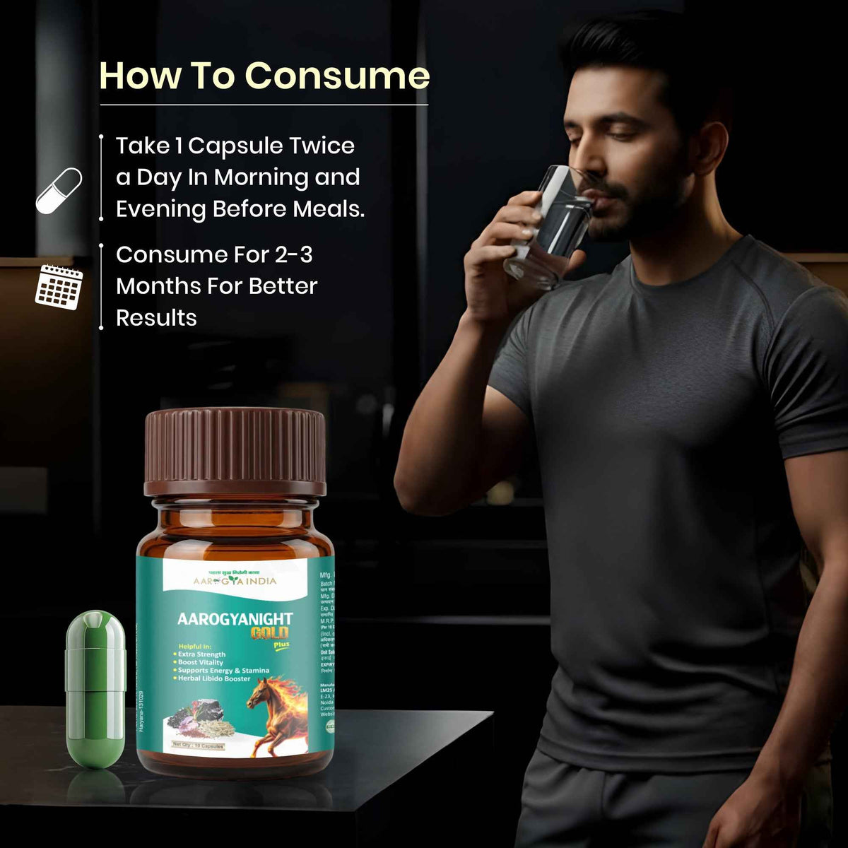 Aarogya India AarogyaNight Ayurvedic Supplement – Herbal Night Wellness Formula for Relaxation, Calm Mind & Restful Sleep Support | Daily Ayurvedic Wellness Capsules