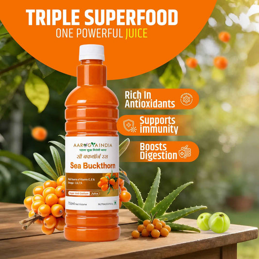 Combo Pack Aarogya Sea Buckthorn Juice 750ML – Nature's Daily Boost for Immunity, Heart, and Skin Health (Copy)