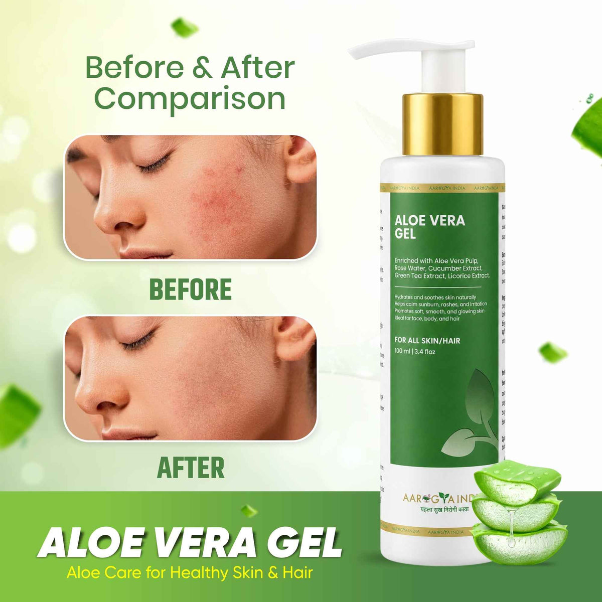 Combo Pack  Pure Aloe Vera Gel & Kumkumadi Facewash for Face, Body & Hair | Hydrates, Soothes & Refreshes Skin | Lightweight Non-Greasy Formula for Daily Moisturizing Care | 100 ml