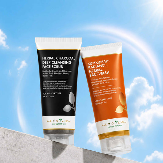 Combo Activated Charcoal Face Scrub and Kumkumadi facewash for Deep Pore Cleansing Removes Dirt Excess Oil and Daily Impurities Gentle Exfoliating Formula for Smooth Refreshed Looking Skin Suitable for Men and Women 100 ml