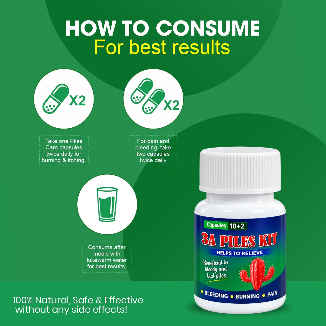 3A Pile Kit Ayurvedic Capsules for Piles Fissure Fistula (3A_Piles_Kit)