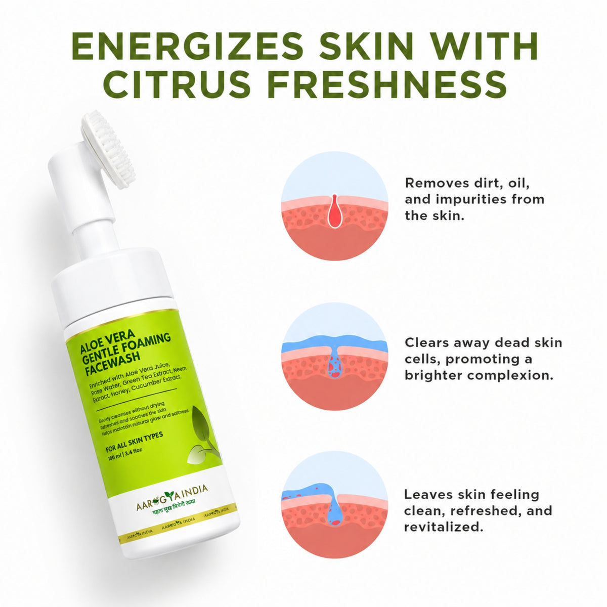 Rice Water Shampoo | Aloe Vera Foaming Face Wash | Hair Nourishing & Shine Serum Gentle Deep Cleansing and Oil Control | Aloe Vera Based Hydrating Foam Cleanser for Fresh and Clean Skin | Suitable for Daily Use for Men and Women