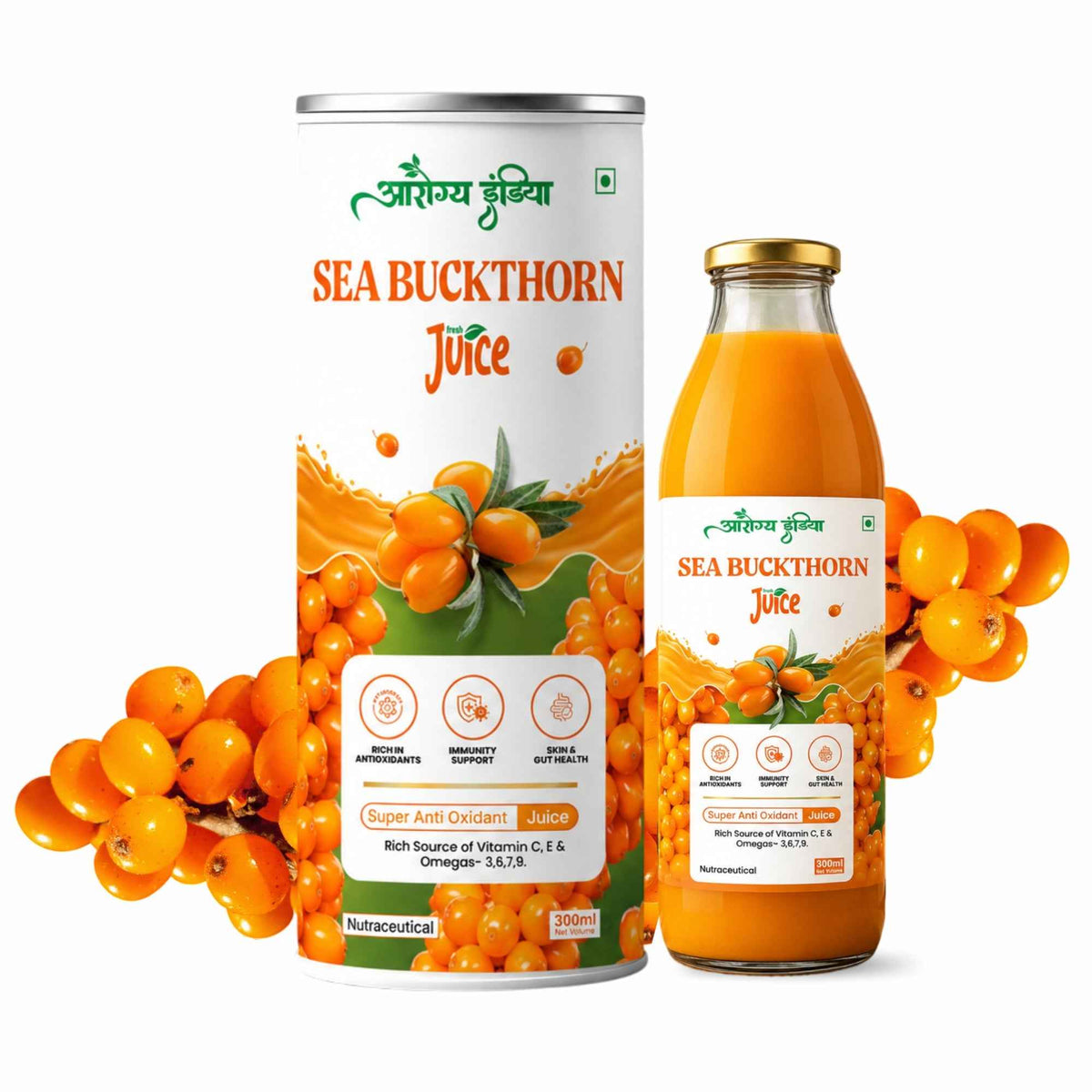 Aarogya Sea Buckthorn Juice 500ML – Immunity Booster, Gut, Heart, and Skin Health Premium Pack