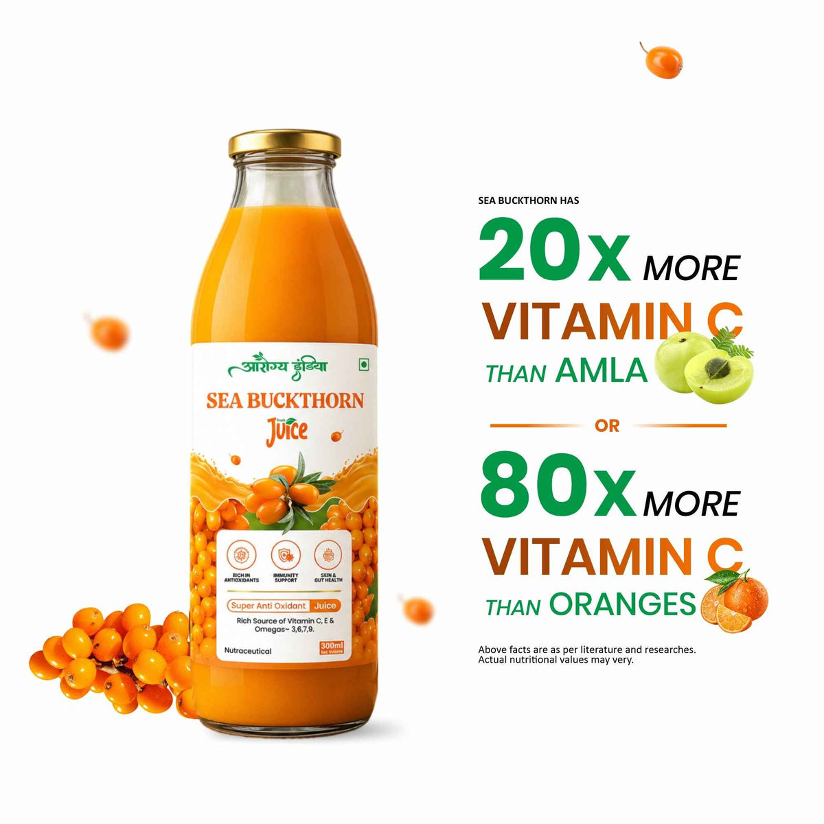 Aarogya Sea Buckthorn Juice 500ML – Immunity Booster, Gut, Heart, and Skin Health Premium Pack