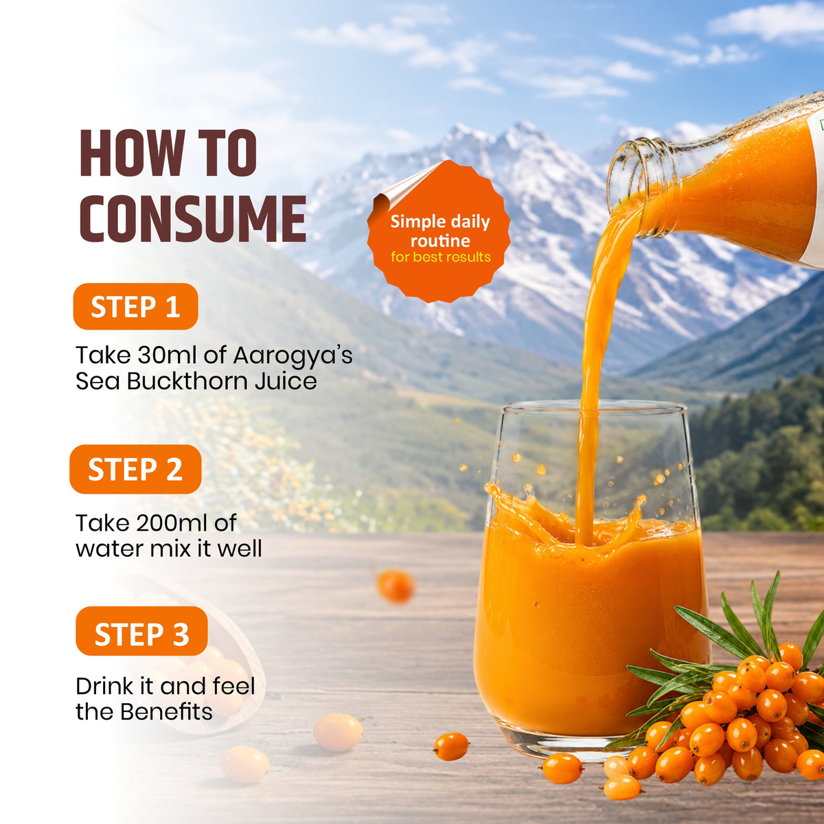 Aarogya Sea Buckthorn Juice 500ML – Immunity Booster, Gut, Heart, and Skin Health Premium Pack