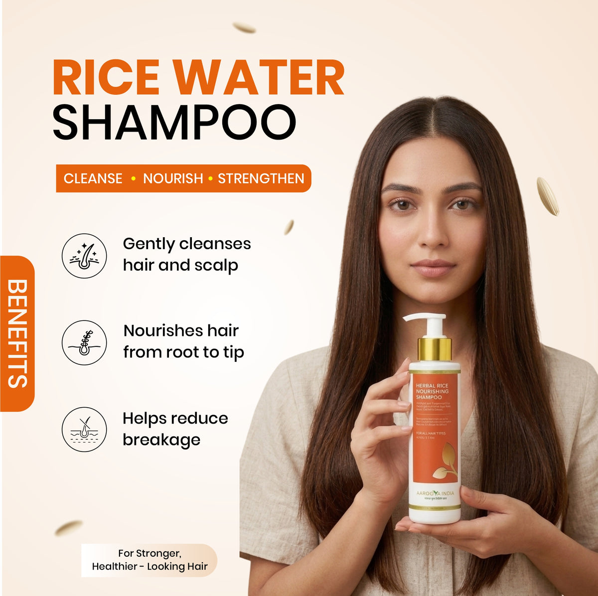 Herbal Rice Water Nourishing Shampoo | Rice Water and Herbal Extracts Nourishes and Conditions Hair for Soft Smooth and Healthy Looking Hair | Suitable for All Hair Types pack of 2